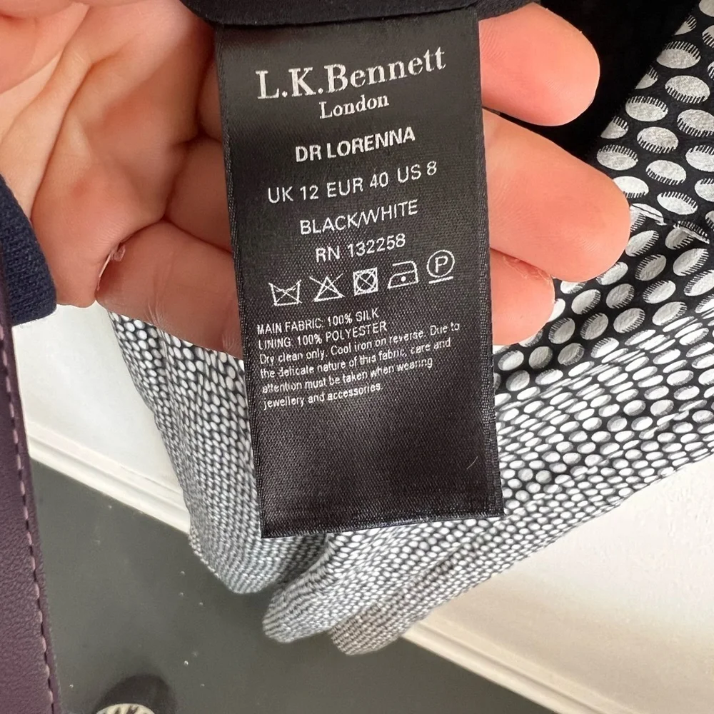 L.K.Bennet London Lorenna Silk Black / White Printed Jumpsuit Size 8